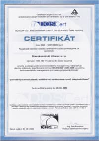 Certifikát ČSN EN ISO 14001-2005